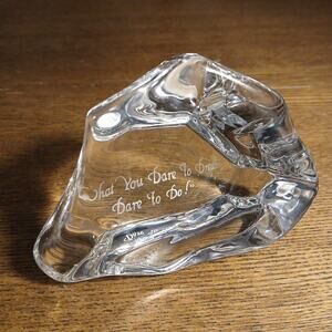 What You Dare To Dream Dare To Do! Clear‎ Etched Glass Paperweight 4"Lx2.5"T